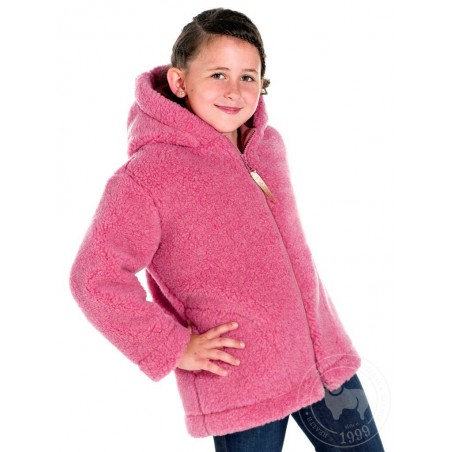 Dětská zimní bunda s kapucí z ovčí vlny vel. 140,146 růžová